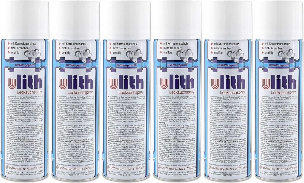 ARLI 6x Lecksuchspray 400ml – Leckfinder-Spray für Gas- und Druckluftleitungen,