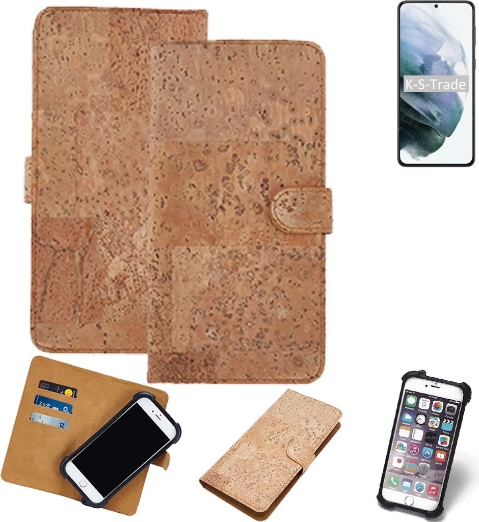 K-S-Trade Hülle kompatibel mit Samsung Galaxy S21+ 5G Exynos Kork Handyhülle Cover Schutzhülle TPU Case Bumper in Hellbraun, (1x)