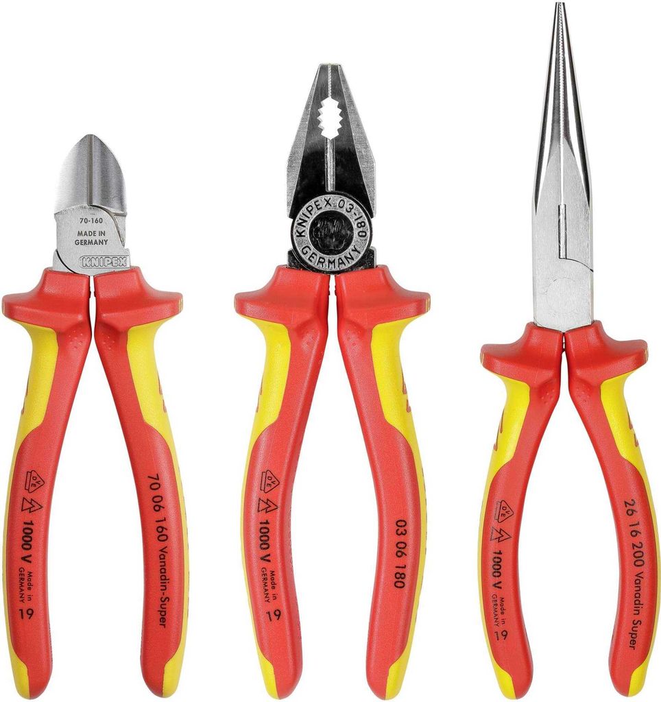 KNIPEX Elektro-Paket 3-teilig Kombi-,Flachzange + Immagine del prodotto 