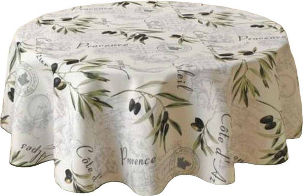 Schmutzabweisende Tischdecke rund Ø160 cm weiß PROVENCE Produktbild