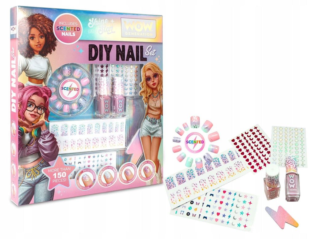 Zestaw do paznokci manicure DIY tipsy naklejki lakiery Zdjęcie produktu 