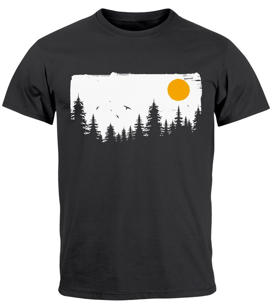 Herren T-Shirt Wald Bäume Outdoor Adventure Abenteuer Natur-Liebhaber Fashion Streetstyle Neverless anthrazit 3XL