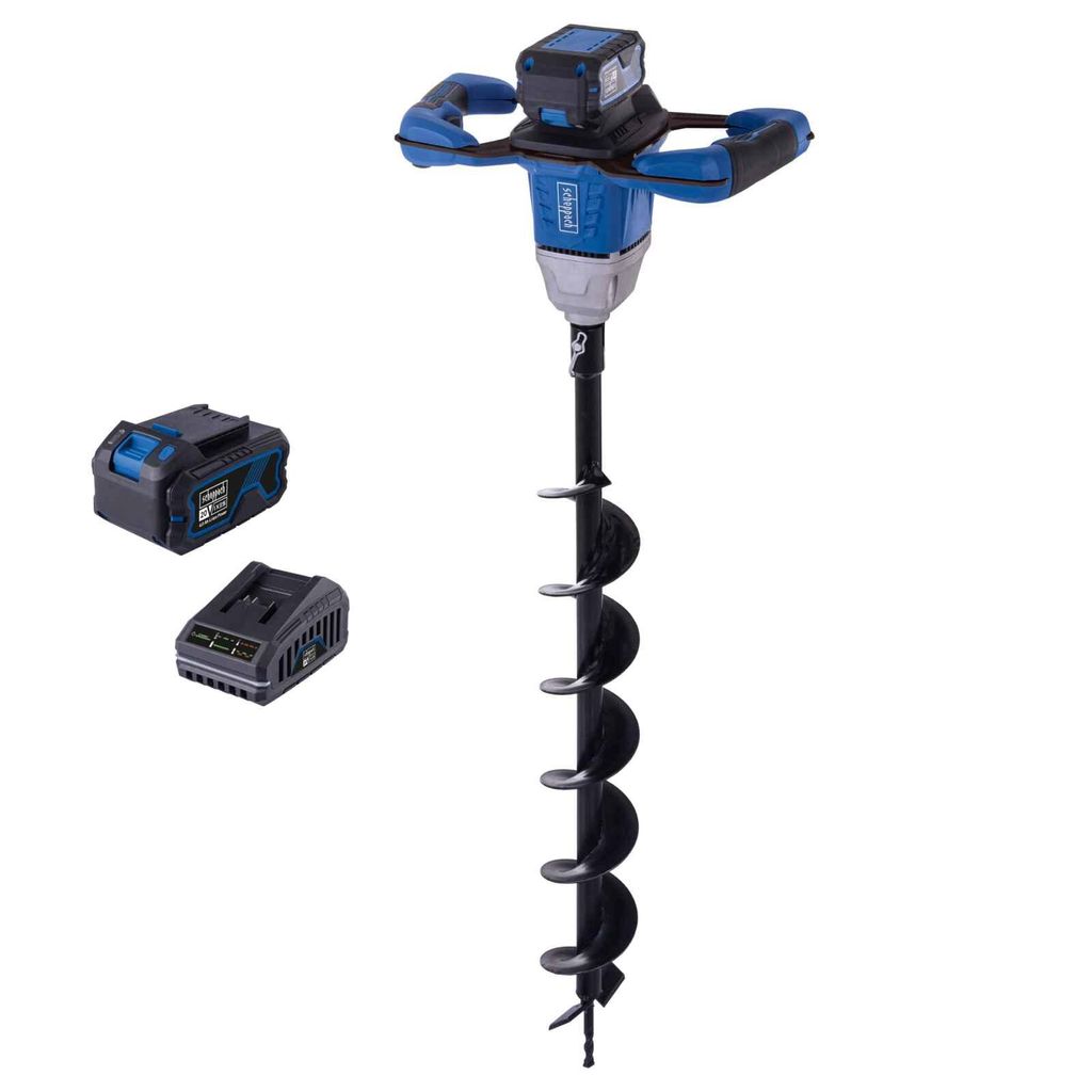 Akku Erdbohrer BC-EB100-X Scheppach - 20V | 800mm Bohrerlänge | Ø100mm Bohrer | 3 Betriebsmodi | Softgrip | inkl. 4Ah Akku + 2,4A Ladegerät
