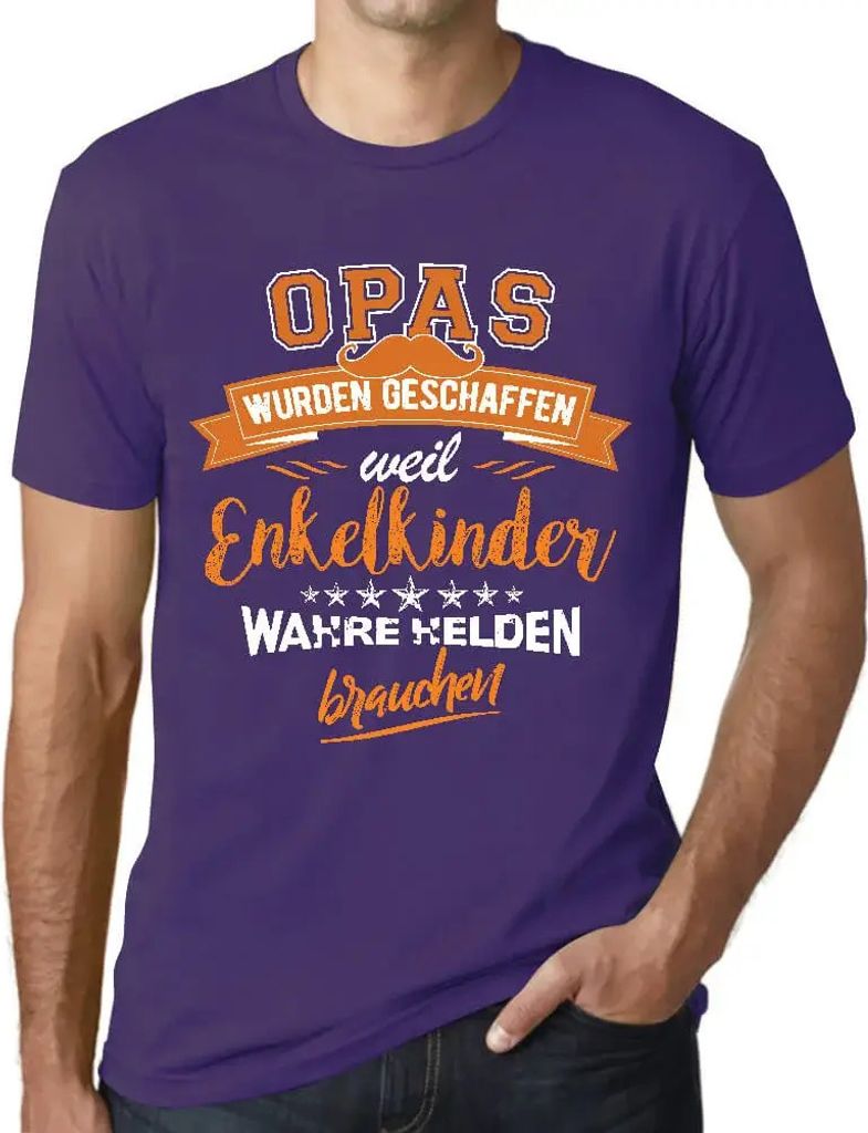 Herren Grafik T-Shirt Enkelkinder Wahre Helden Brauchen Legende Opas Öko-Verantwortlich Vintage Jahrgang Kurzarm Lustige Druck Geburtstag Geschenk