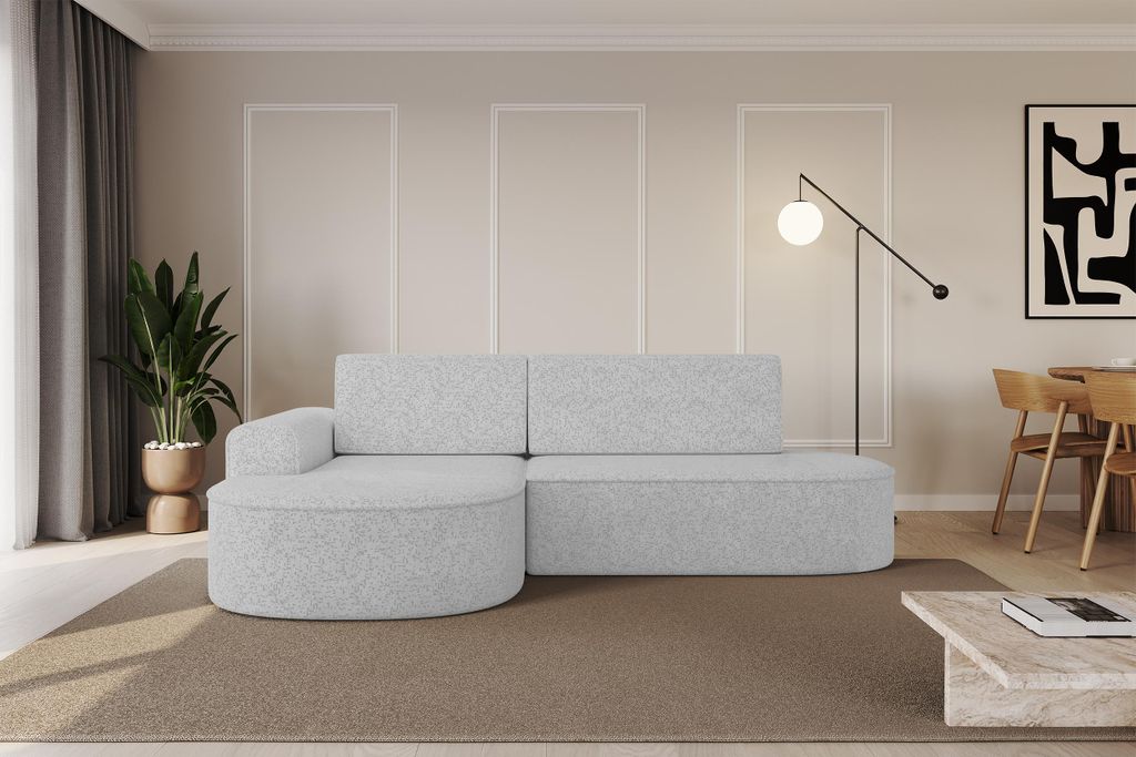ALTDECOR Ecksofa mit Schlaffunktion und Bettkasten MARI-L1-S - 283x167x73cm Grau - Corner Sofa Eckcouch Couch L-Form, links/rechts angeordnet Schla...