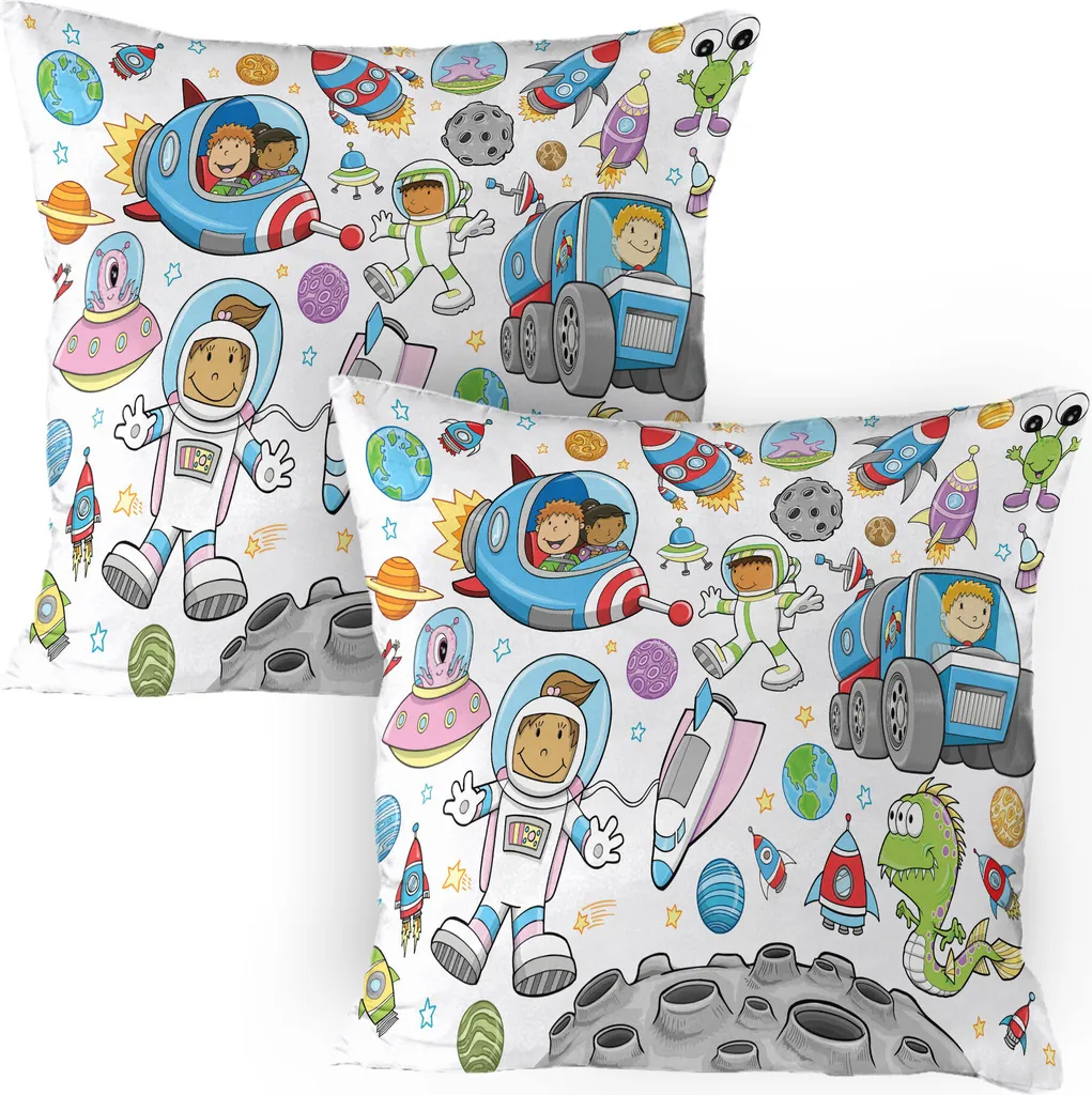 Offerta Set 2 Federe 80x80 ABAKUHAUS - Tema Spazio Bimbi
