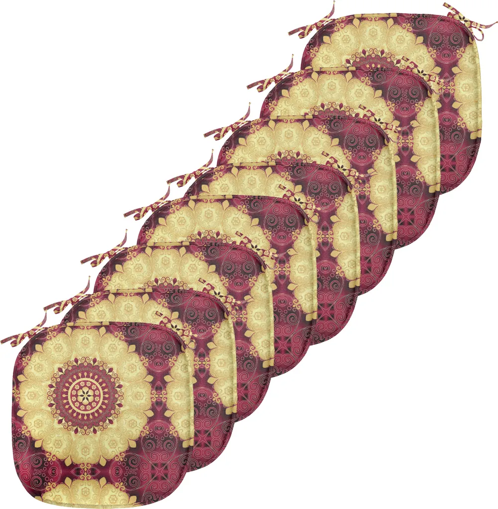 Galette de Chaise Imperméable Mandala Violet 40cm Lot de 8 pour Cuisine
