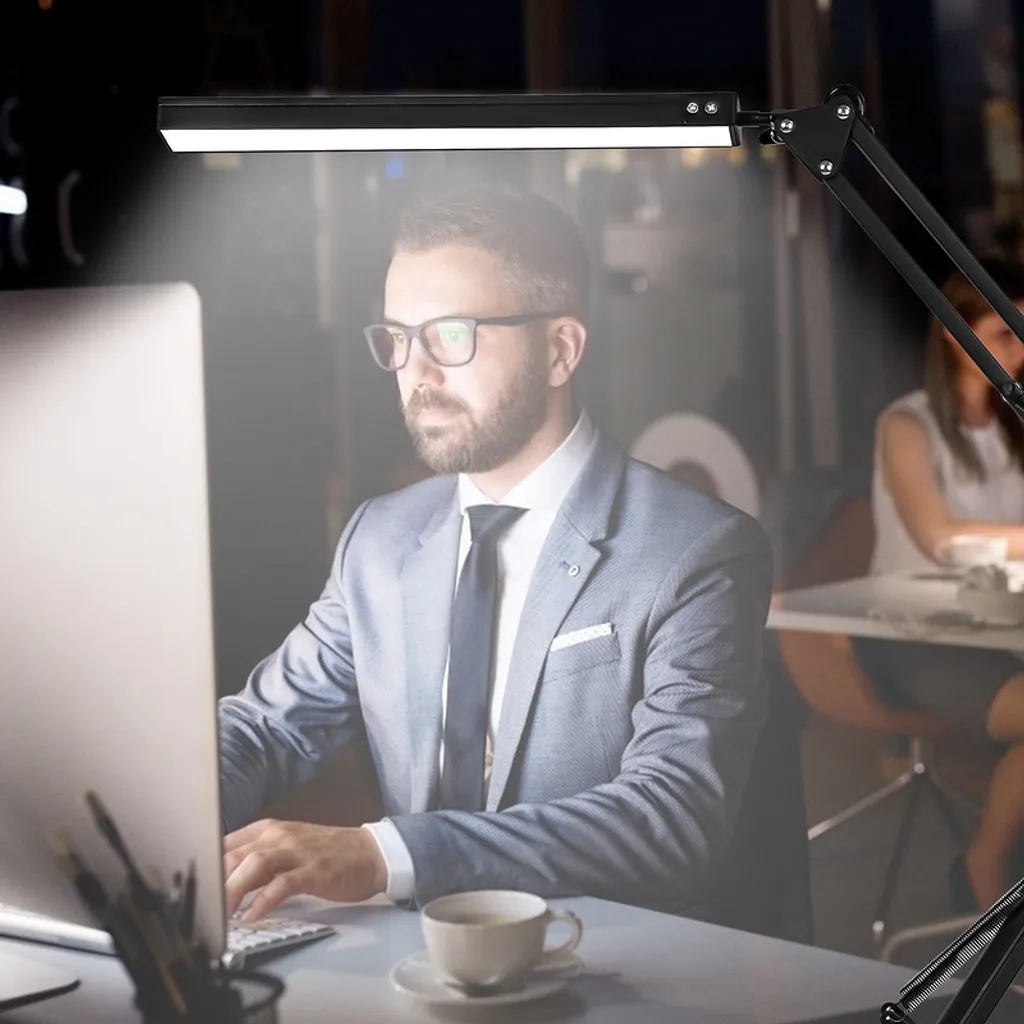 Jiubiaz LED lampada da tavolo 10W FlexBar lampada da scrivania illuminazione lampada da ufficio dimmerabile 3 temperature di colore, 10 livelli di luminosità per il lavoro, l'apprendimento lampada architetto con braccio girevole - 7
