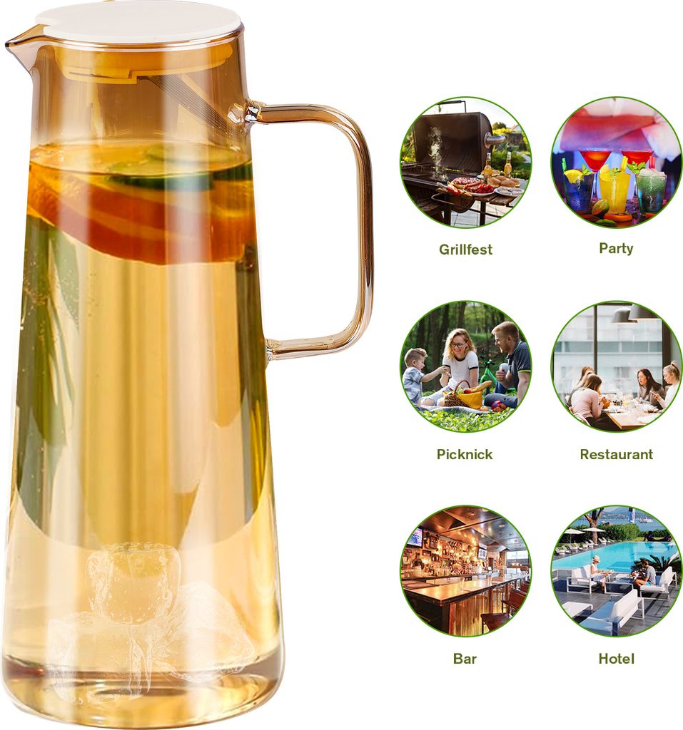 Glaskaraffe mit Deckel Wasserkaraffe 1.8 Liter Glaskanne Produktbild 