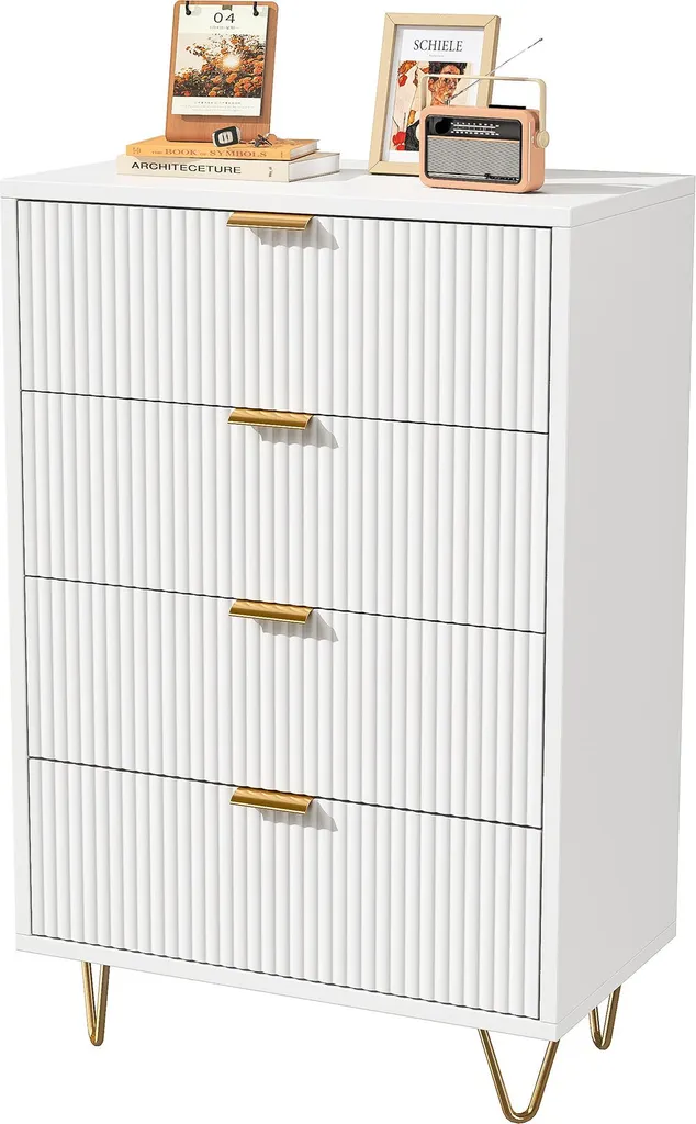Meuble Rangement Gain de Place 4 Tiroirs en Bois pour Petit Espace