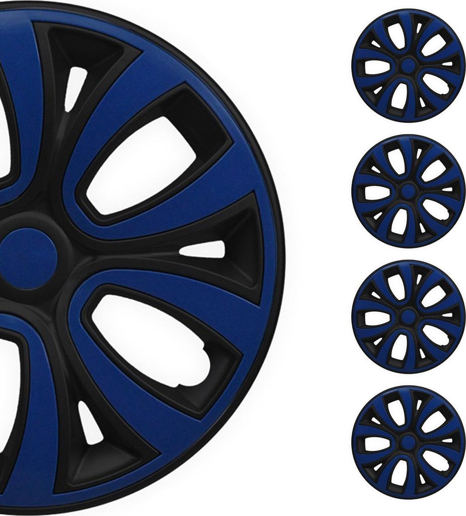 4x Radblenden Radzier Radkappen für 14" Zoll Stahlfelgen Dunkel Blau Schwarz