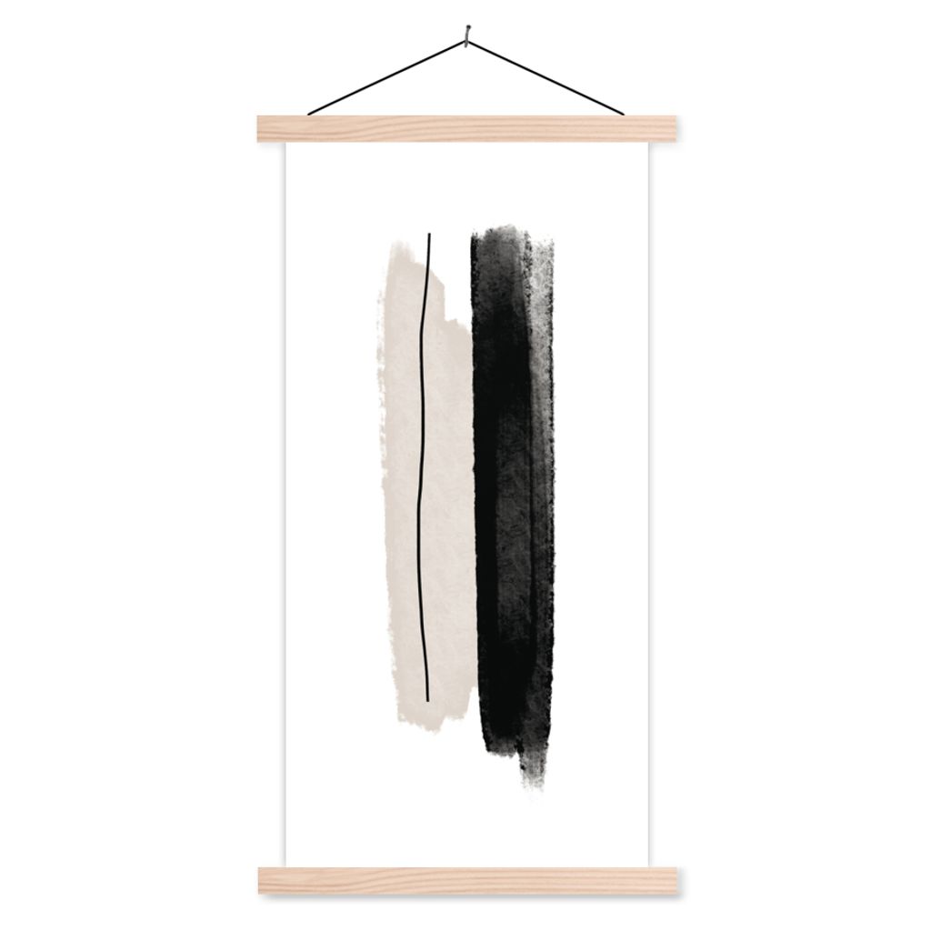 MuchoWow Textilposter Linie - Gestaltung - Pastell 60x120 cm mit holzfarbenen Rahmen - Holz