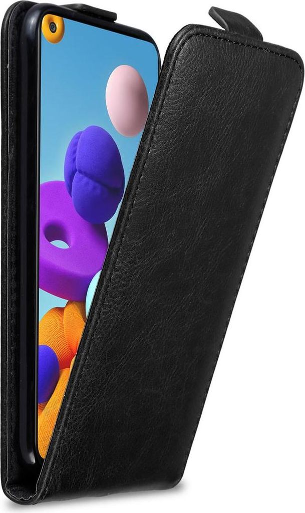 Cadorabo Hülle für Samsung Galaxy A21s Schutz Hülle in Schwarz Flip Etui Handyhülle Case Cover