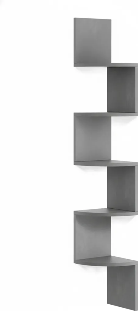 Étagère Murale d'Angle en Zigzag 5 Compartiments Hauteur 125cm en Mélaminé
