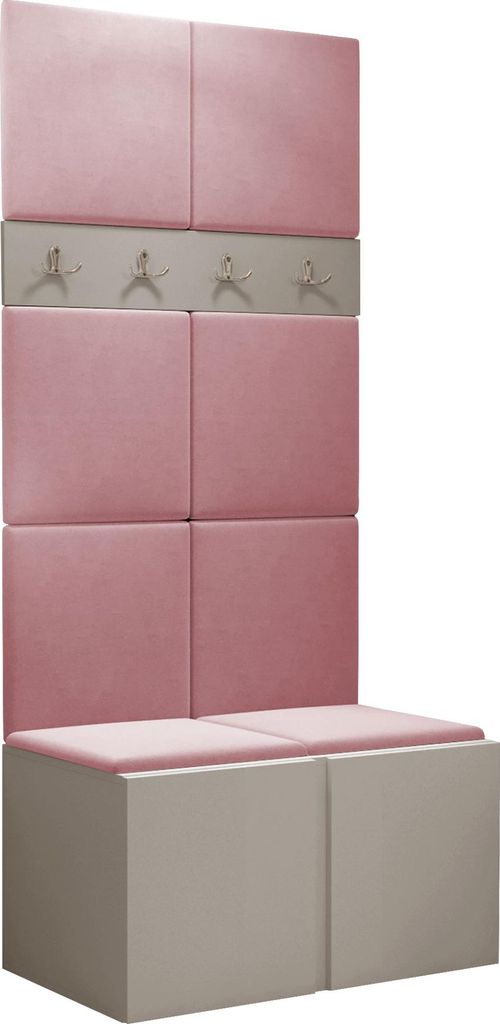MIRJAN24 Garderoben-Set Orion IV, Garderobe mit Sitzbank mit 8 x Wandpanel 42x42 (Farbe: Cashmere, Manila 09)