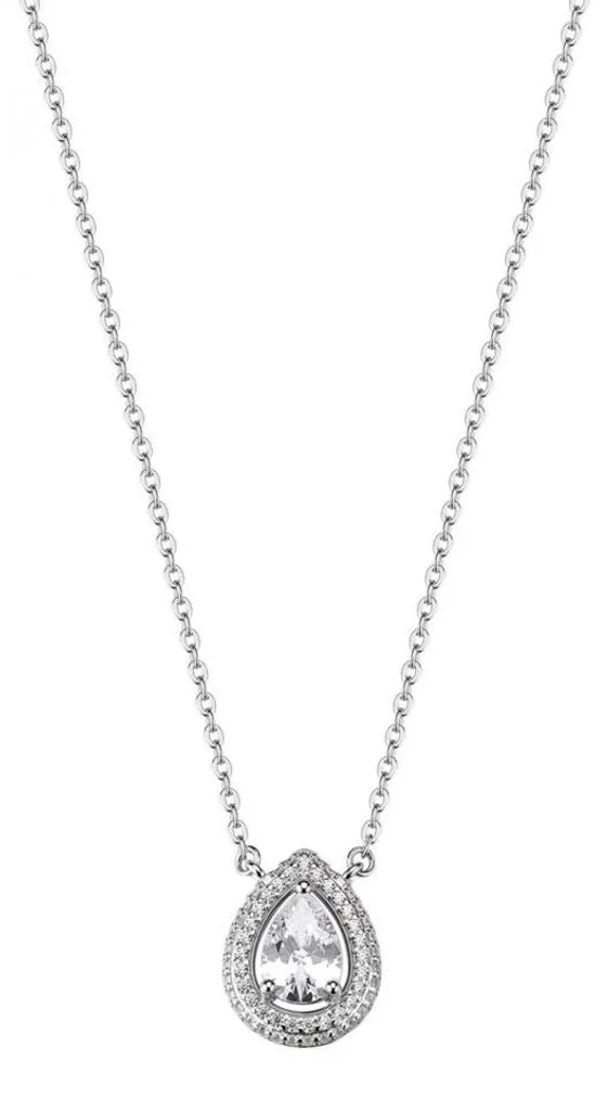 Collier en argent rhodié avec pendentif goutte en oxyde de zirconium