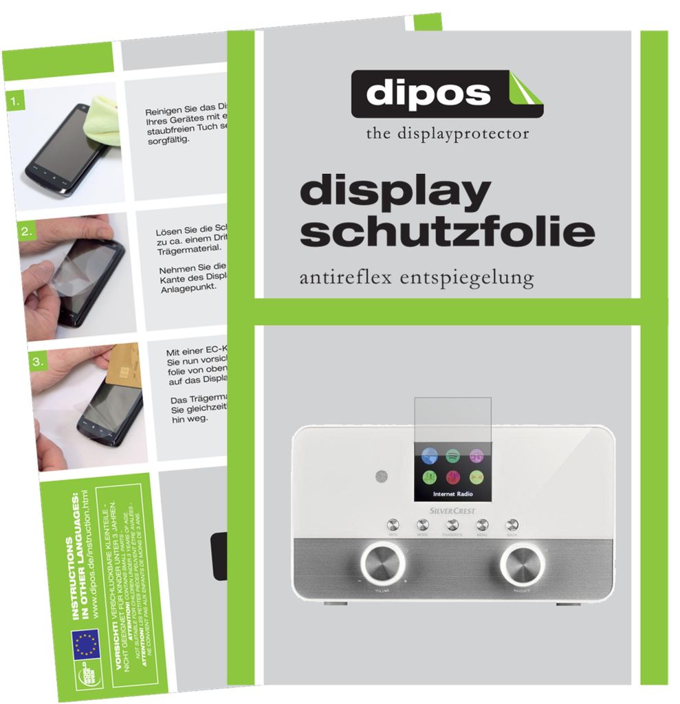 6x Schutzfolie für Silvercrest 4 in 1 Stereo Internet Radio matt Displayschutz