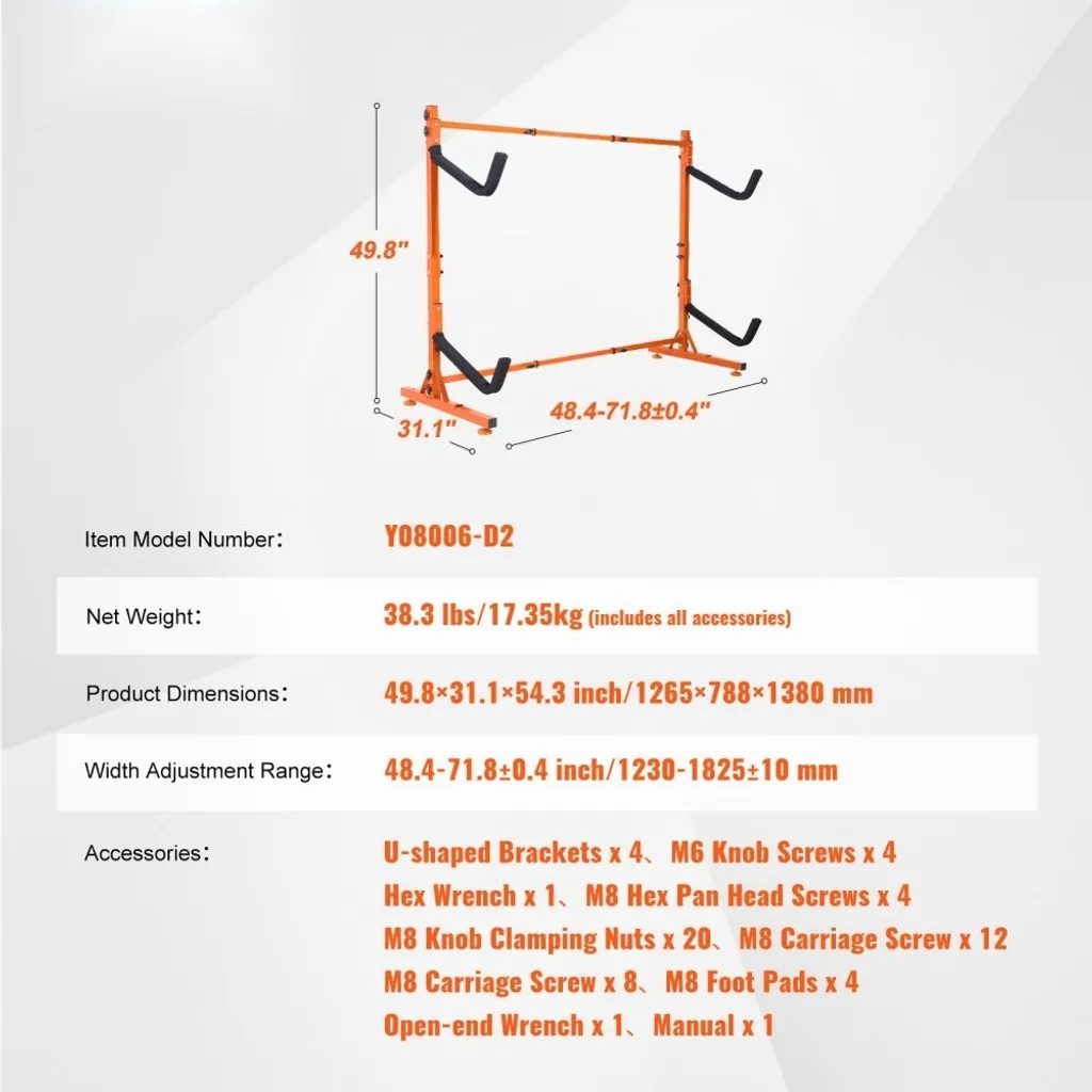 Support pour kayak de garage et stockage autonome double place
