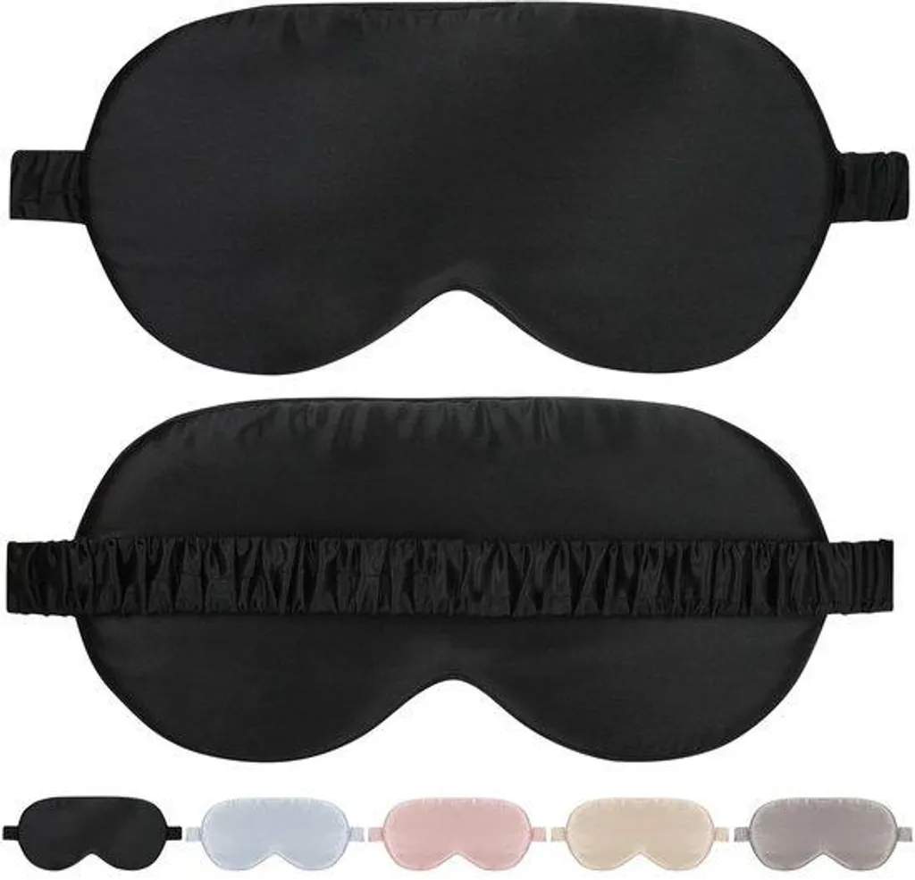 Masque de nuit en soie naturelle 19 momme noir avec bandeau élastique