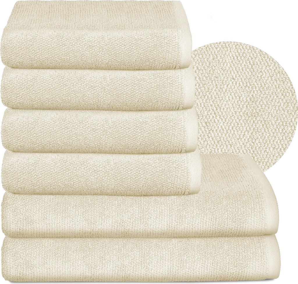 BEAUTEX Handtuch-Set Premium Frottier Sets, 100% Baumwolle 550g/m²CremeSet: 4 Hand-, 2 Badetücher
