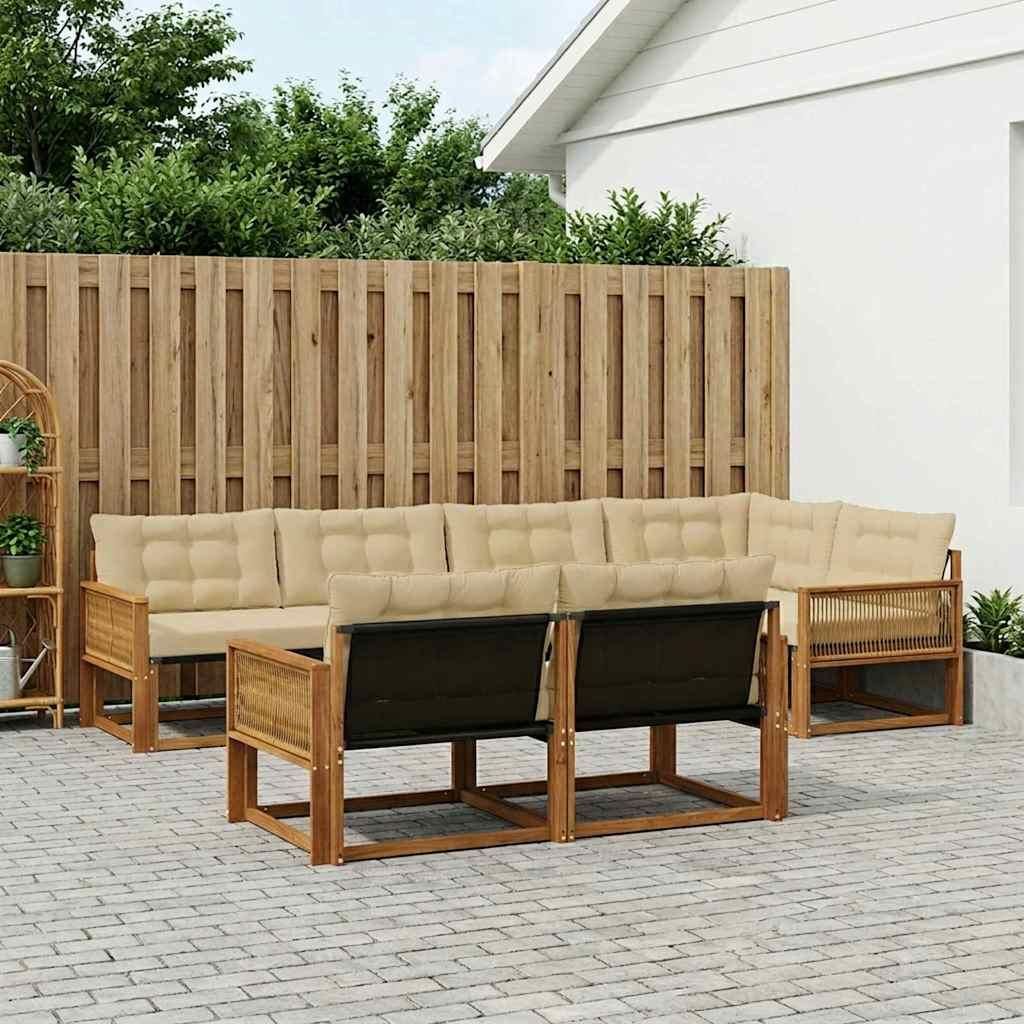 Möbel Outdoor-Sofagarnitur mit Kissen 7 pcs Natur und BeigeGartensofas - Gartensofas c353