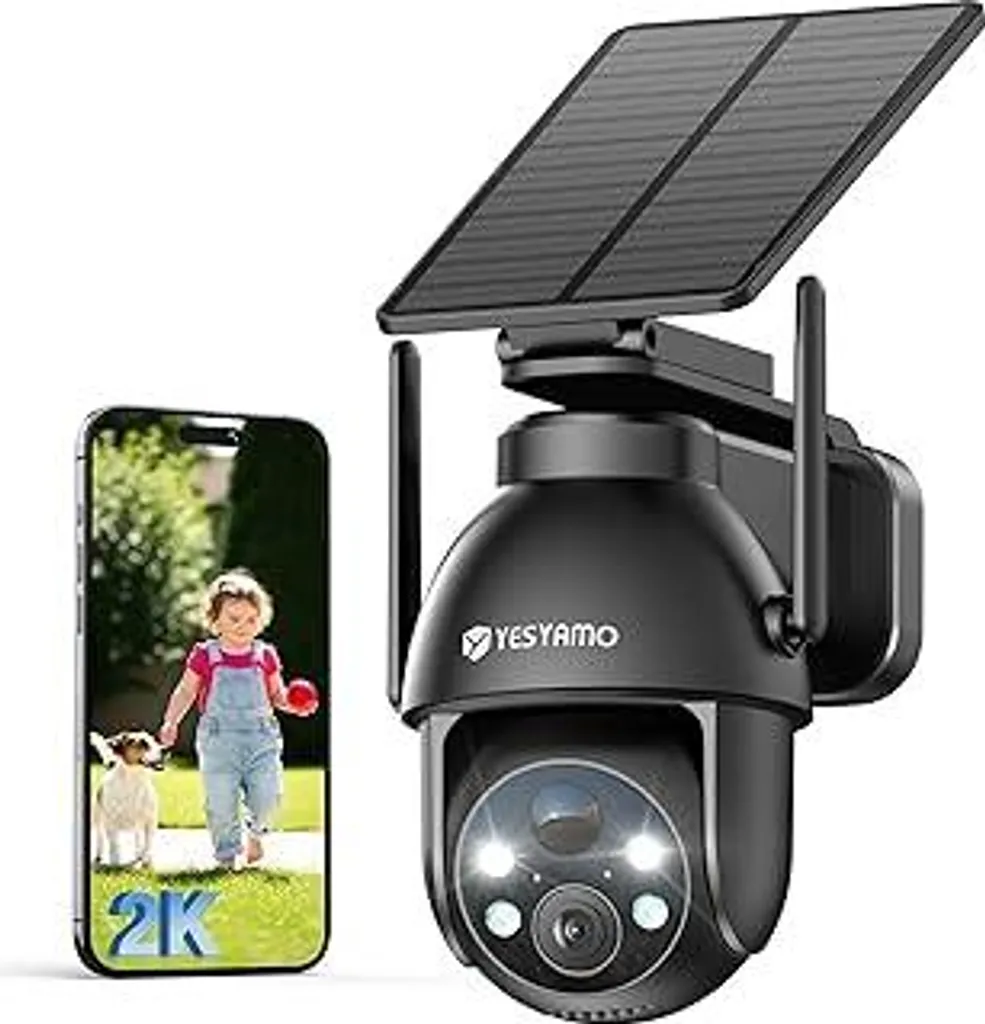 Telecamera Esterno Solare 2K WiFi PTZ 360° Visione Notturna Colori