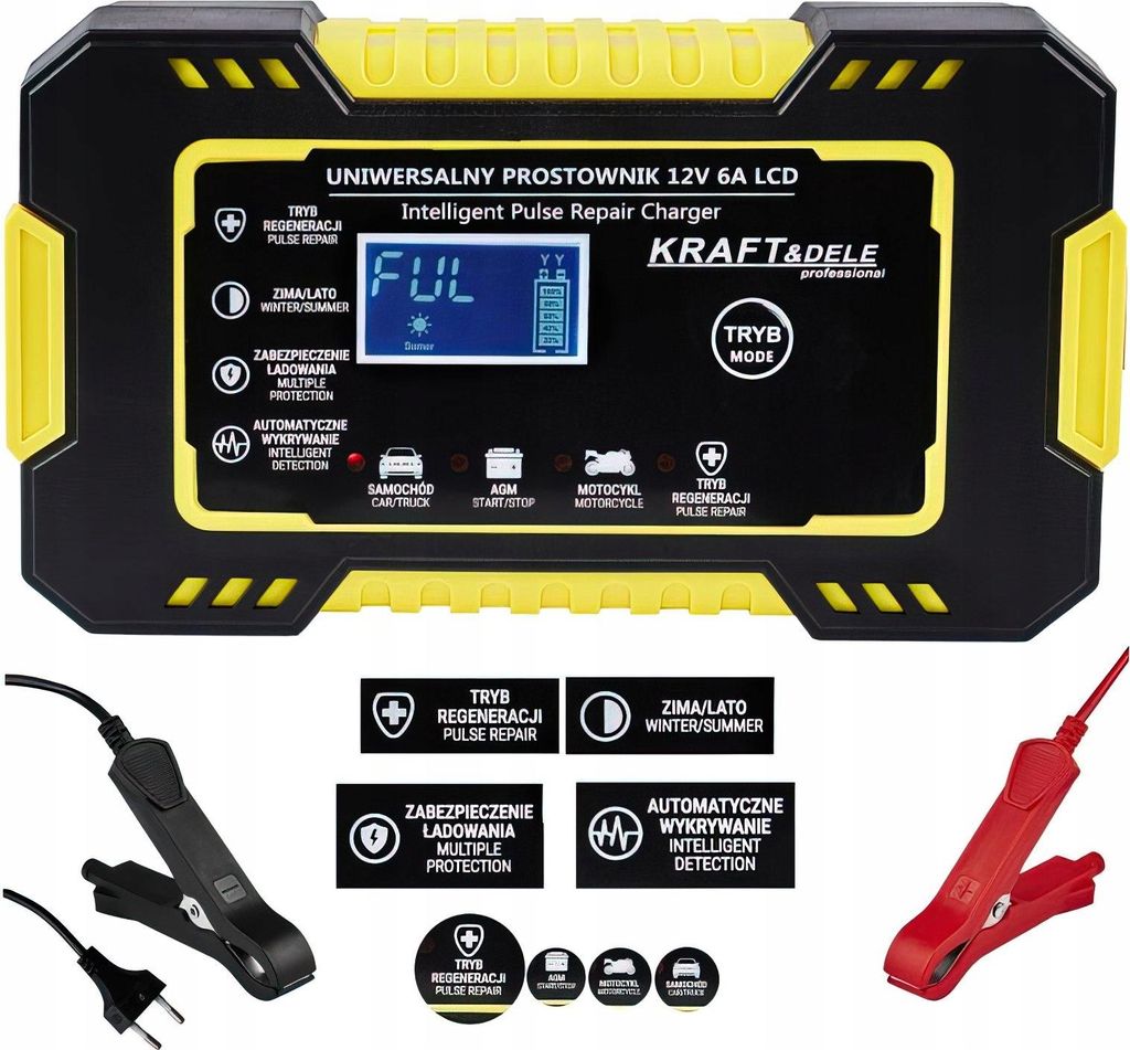 Automatyczny Prostownik Akumulatorowy Ładowarka LCD 12V / Zdjęcie produktu 