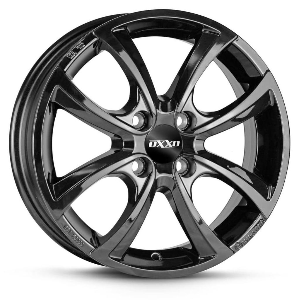 15 Zoll Alufelge OXXO TELESTO GLOSSY BLACK (OX10) 15"x5.5" 4x100 PCD ET42 60.10mm Felge Schwarz