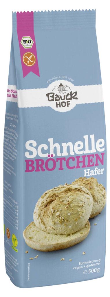 Bauckhof Schnelle Brötchen mit Hafer glutenfrei Bio 500g Productafbeelding 