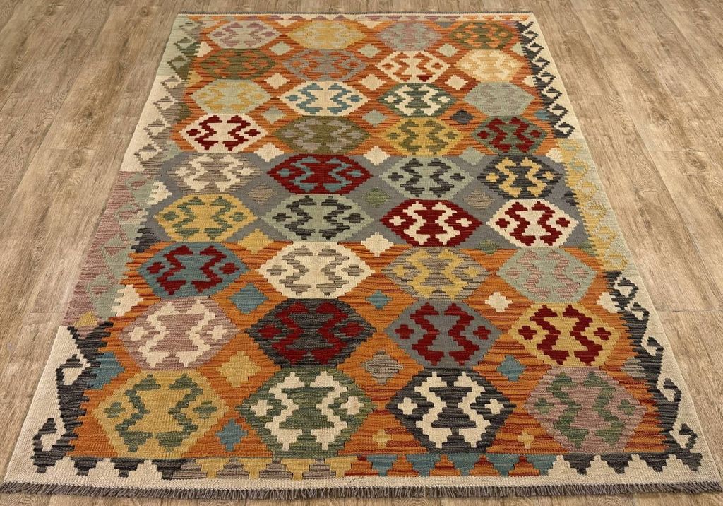 Teppich KELIM ORIGINAL | Farbe: Multi; Größe: 148x206 cm | strapazierfähig und leicht zu reinigen | Wohnzimmer | Schlafzimmer
