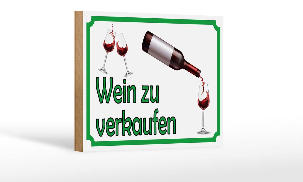 Holzschild Hinweis 18x12cm Wein zu verkaufen Alkohol