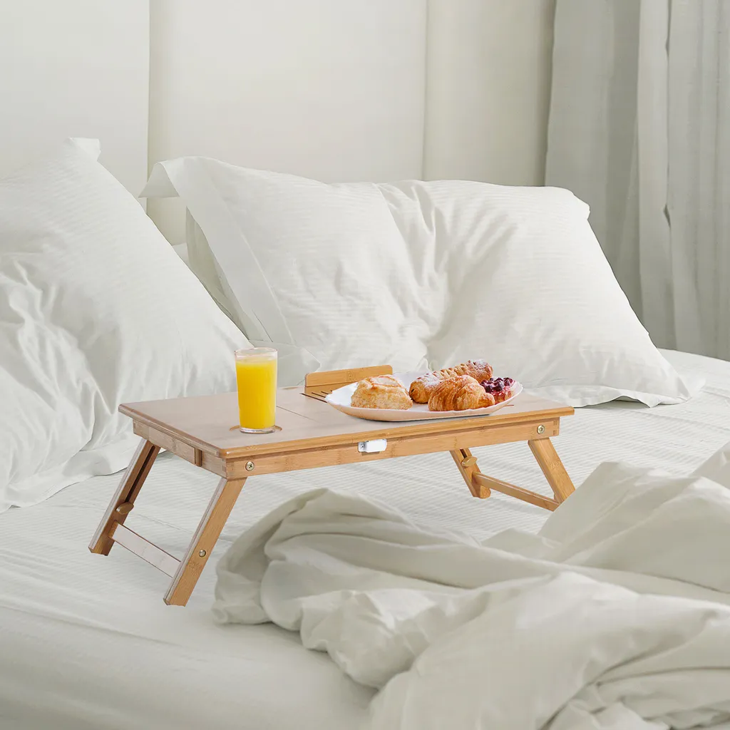 Plateau pour ordinateur pliable, table d'appoint de lit réglable - 2