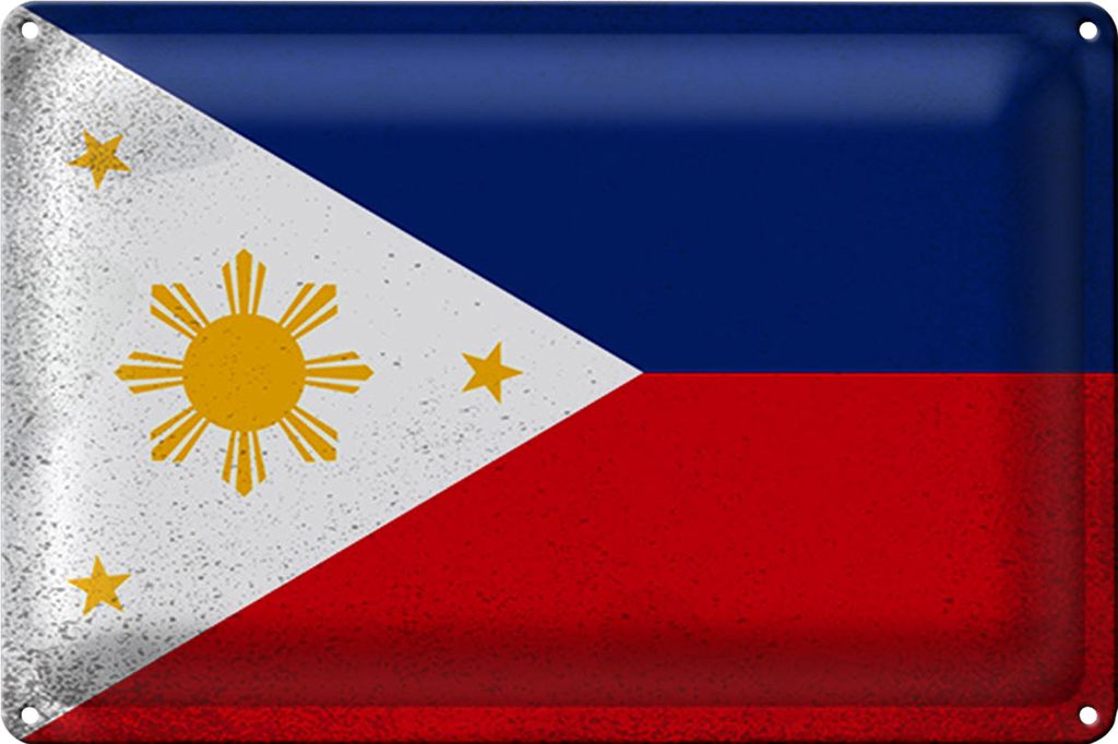 Blechschild Flagge Philippinen 30x20cm Philippines Vintage