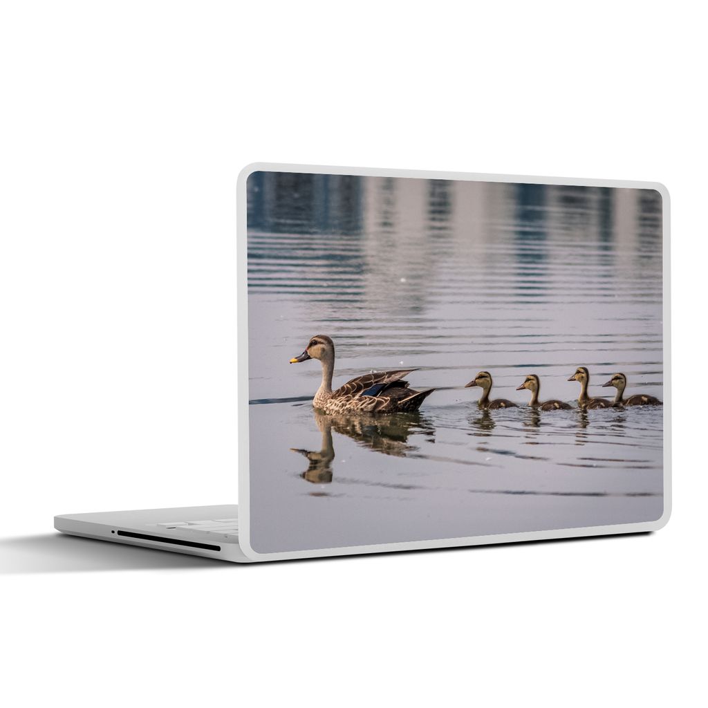 MuchoWow Laptop Aufkleber Sticker Cover Ente - Wasser - Vogel - Braun 30x22 cm - Laptop-Sticker