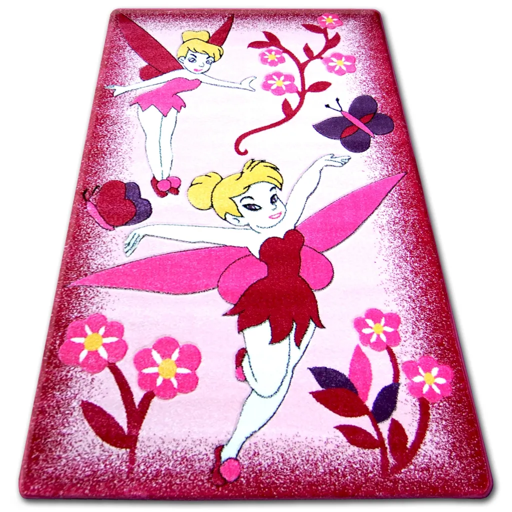 Tapis enfant rose fée 240x330 cm anti-allergie et facile à nettoyer JOYEUX