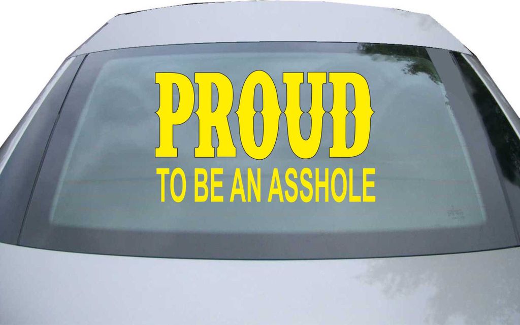 Indigos UG - Aufkleber Heckscheibe & Motorklappe DE2708 - gold - 600x360 mm - Attitude proud to be an asshole - Auto Scheiben Fenster Heckklappe Tu...
