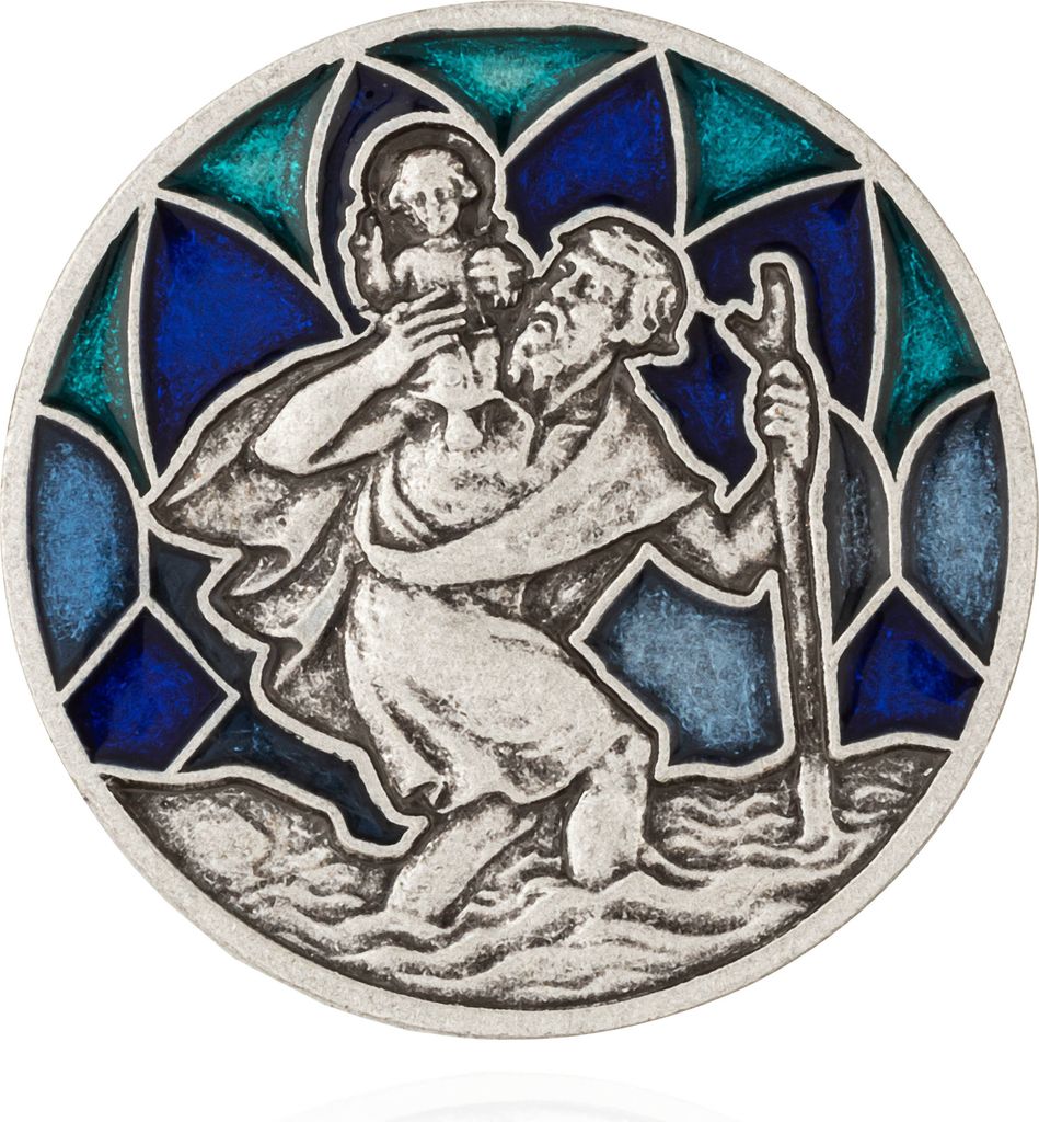 3cm Schutzpatron Christophorus Emailliert Blau Autoplakette Produktbild 