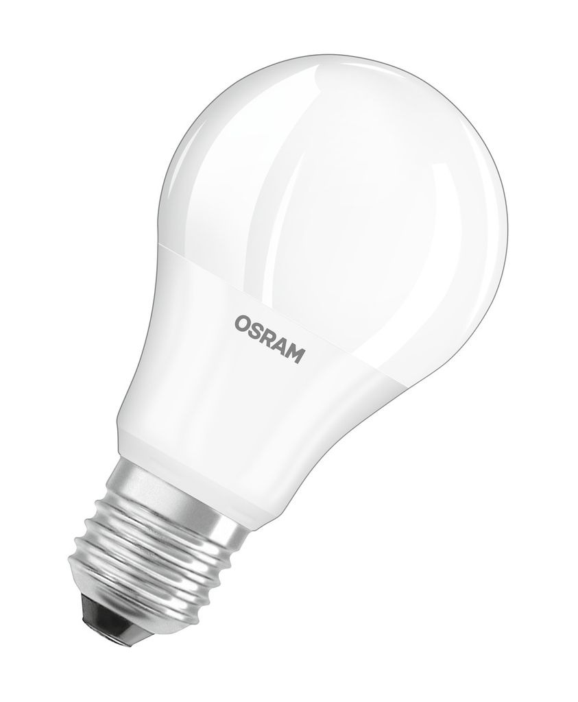 A white LED light bulb with a silver screw base, shown against a white background.
