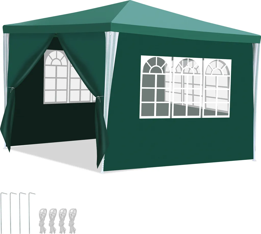 COBIZI Gazebo Pieghevole 3x6 M Con 6 Pannelli Laterali – Impermeabile, UPF50+, Regolabile In Altezza, Kaki