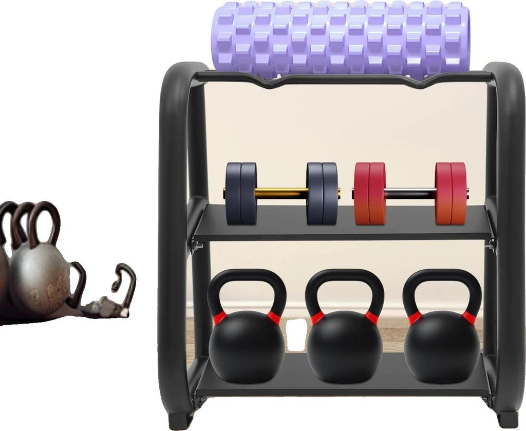 Stojak do przechowywania kettlebell, trwała konstrukcja, Zdjęcie produktu 