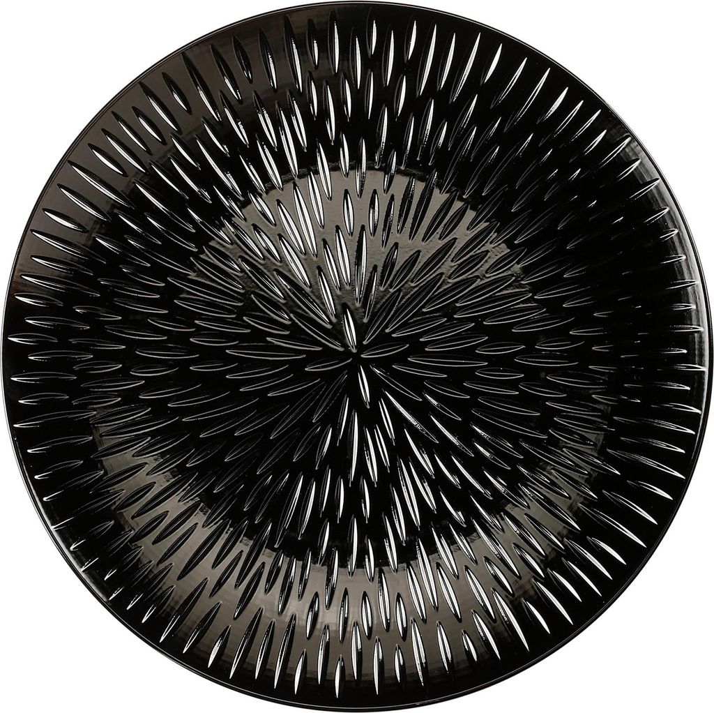Dekoteller 33cm Kunststoff mit Strahlen Muster - Schwarz