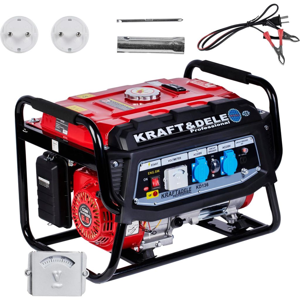 KRAFT&DELE | Einphasiger Generator, 3000W, 12/230V, Notstromaggregat, Stromerzeuger mit Zubehör, Stromgenerator