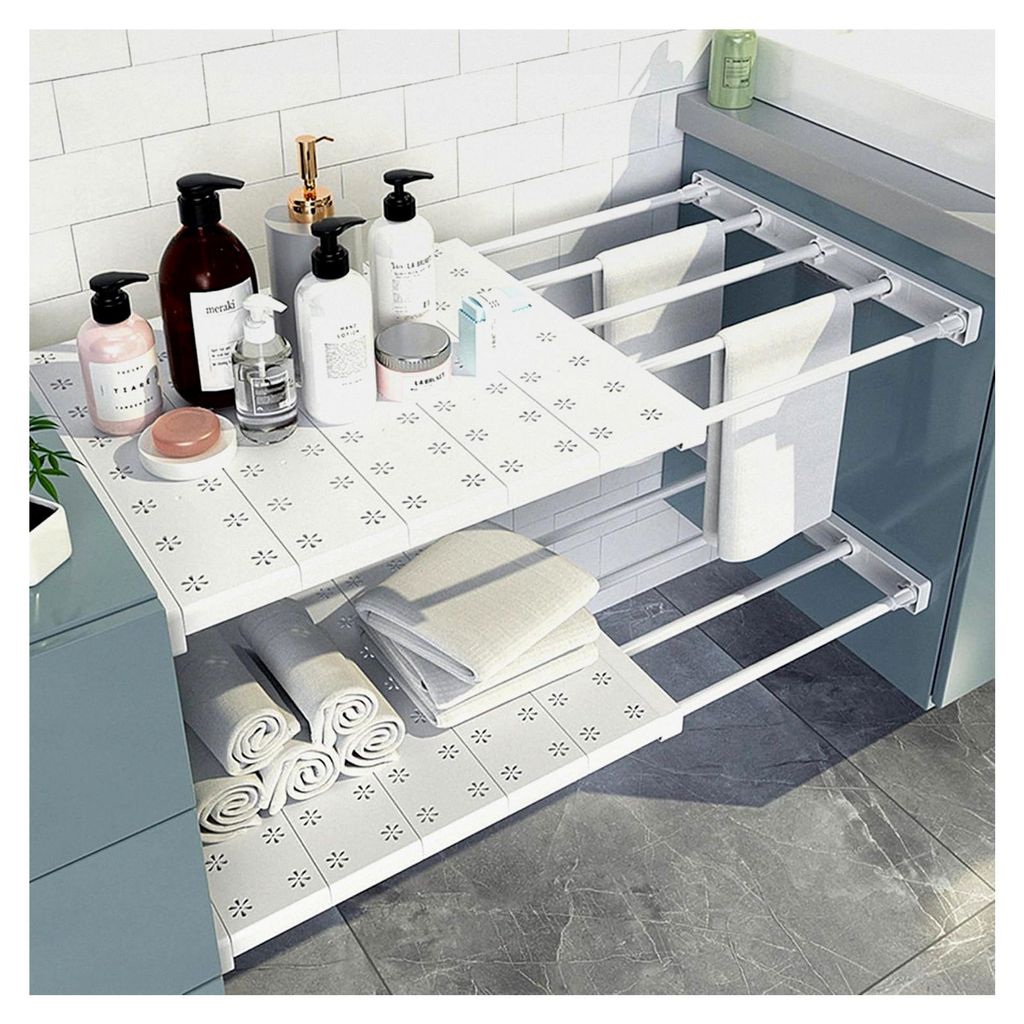 2 Stück verstellbares ausziehbares Schrankregal, ausziehbare Regalböden, Regaltrenner für Garderobenschrank, Schrankorganizer DIY (24 cm, 3860 cm)