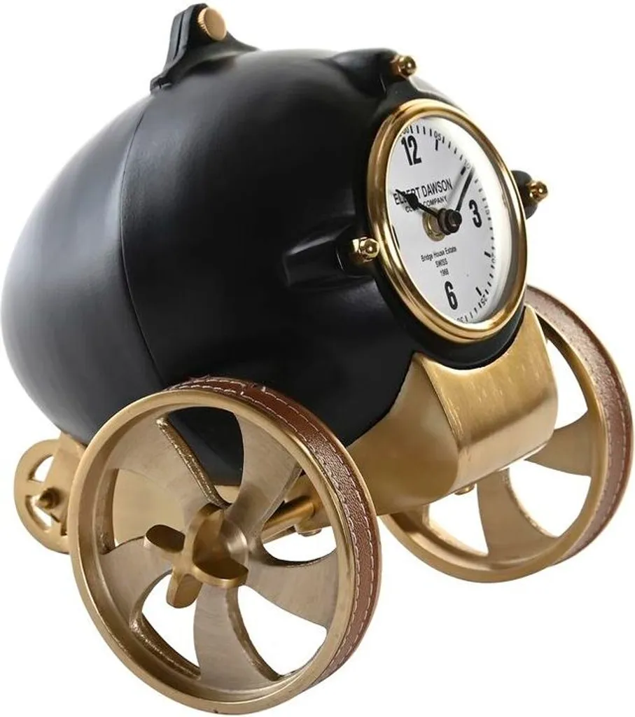 Horloge de table pour bureau et salon DKD Home Decor noir et doré