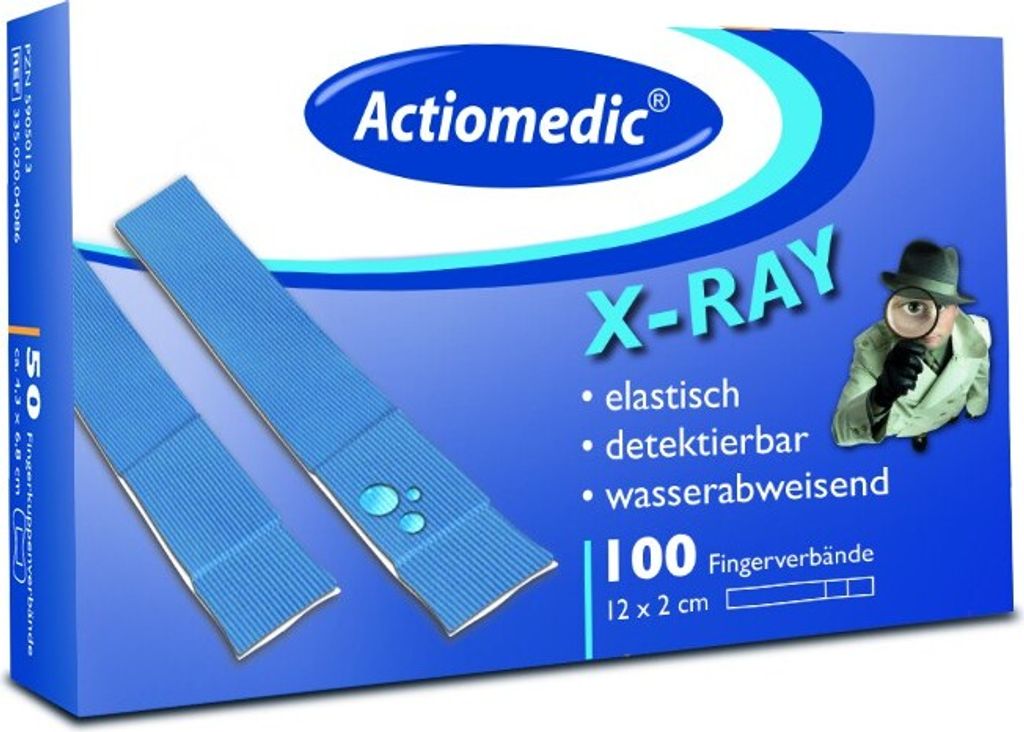 Actiomedic DETECT Fingerverbände X-Ray Metall und Röntgen detektierbar Maße: 12 x 2 cm Größe