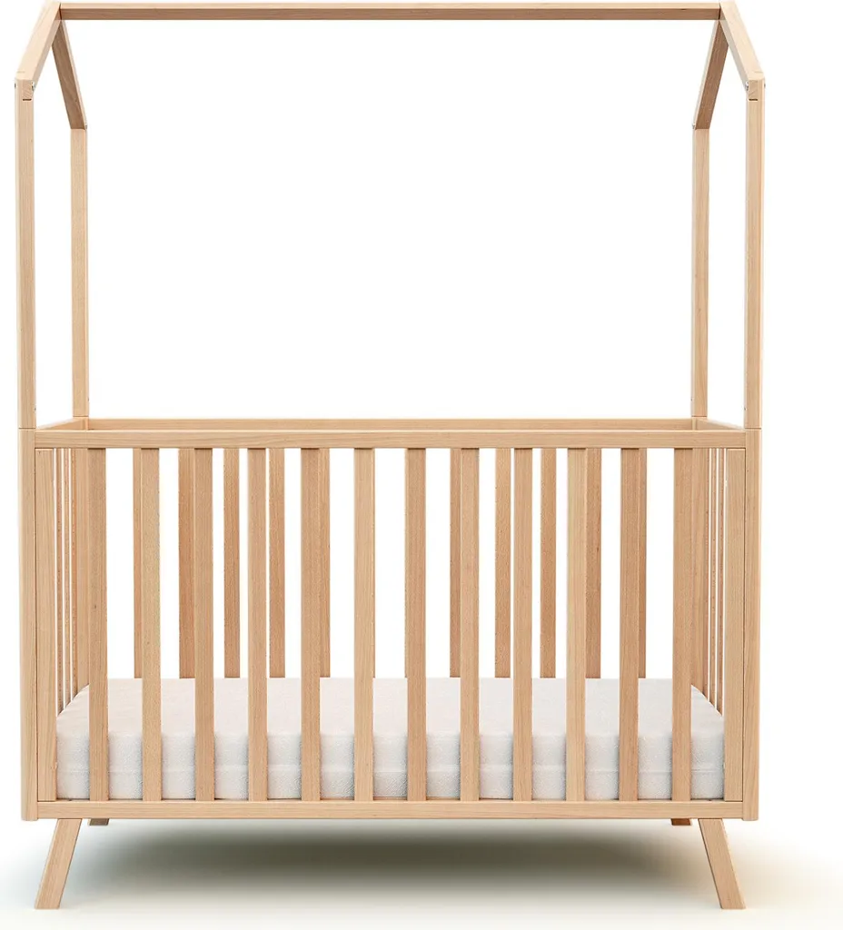 Lit cabane bébé évolutif AT4 KASA 60x120 cm en hêtre massif naturel