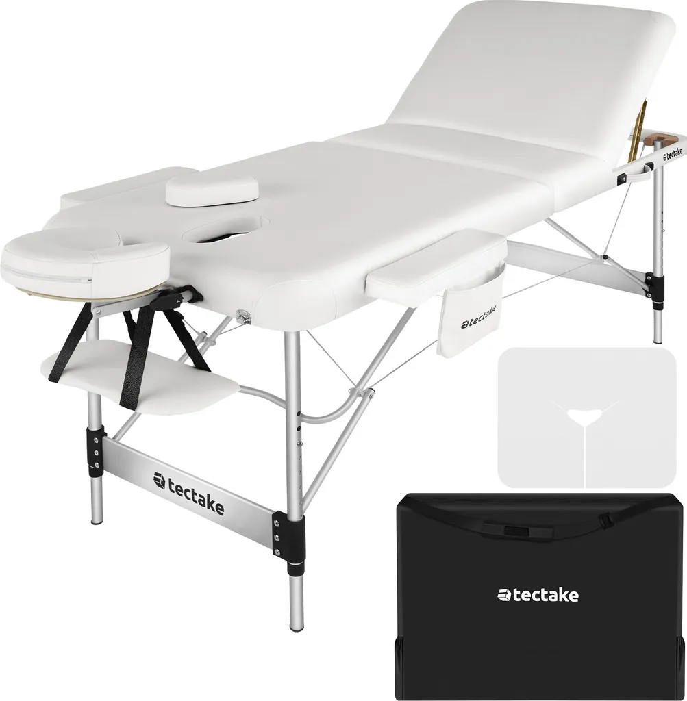 Lit de massage blanc pliable modèle PHUKET pour soins et bien-être à domicile