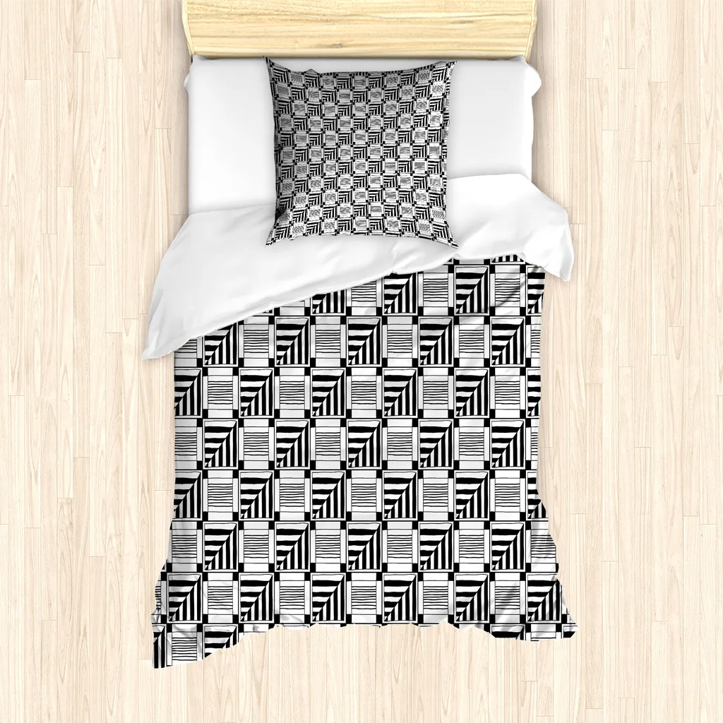 ABAKUHAUS Set Copripiumino 135x200 Bianco e Nero - Anallergico Top