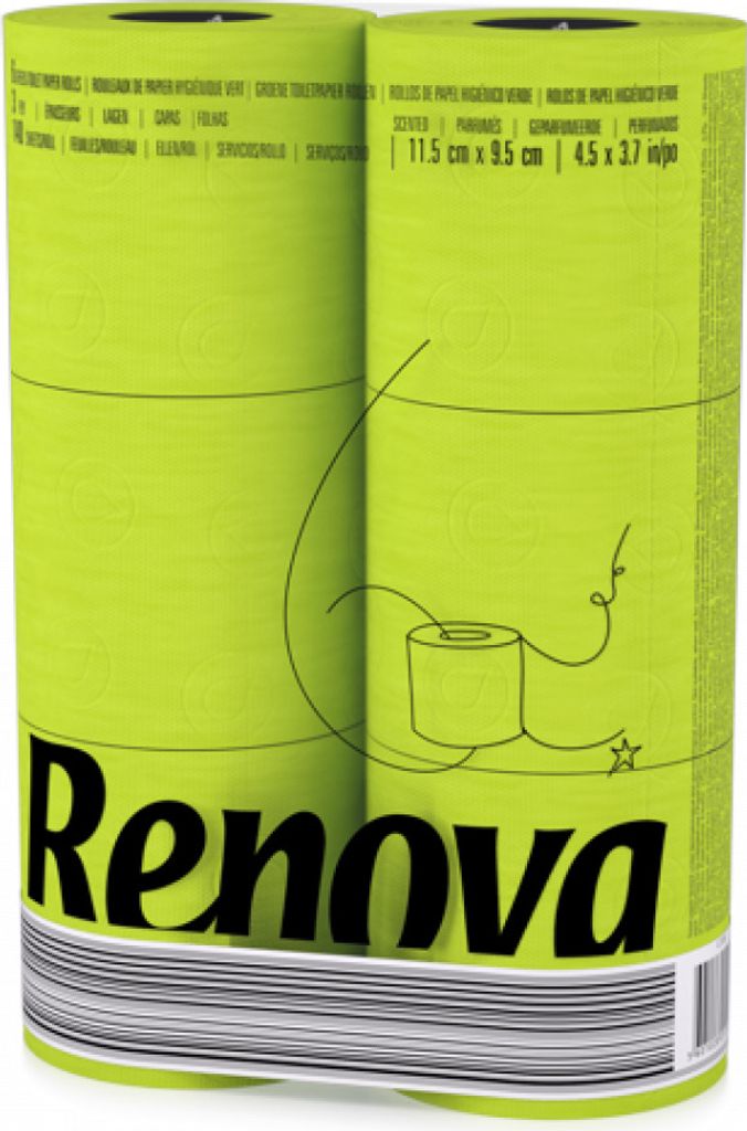 RENOVA Grünes Toilettenpapier - GRÜN in Folie 6 Rollen Produktbild 