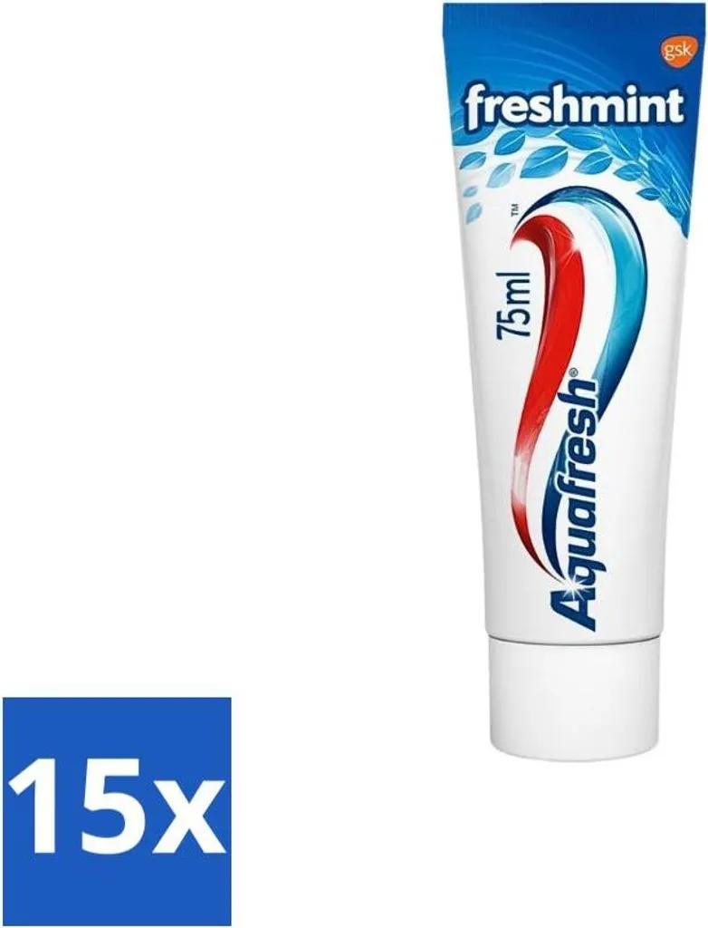 Aquafresh Dentifricio Freshmint 75 ml Scorta Risparmio 15 Pezzi
